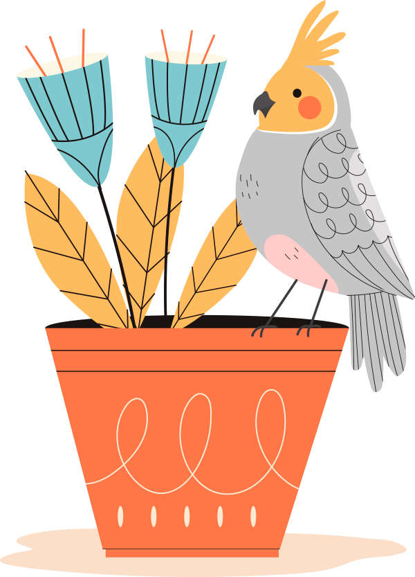 Bird sitting on flower pot
